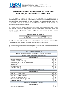 SEGUNDA CHAMADA DO PROCESSO SELETIVO PARA