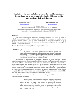 Inclus&atilde;o social pelo trabalho: coopera&ccedil;&atilde;o e solidariedade