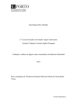 Sara Raquel Silva Mendes 2.º Ciclo de Estudos em Estudos Anglo