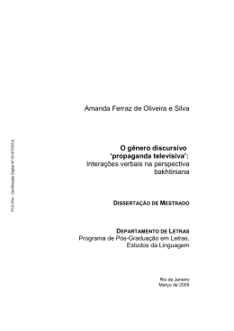 Amanda Ferraz de Oliveira e Silva O g&ecirc;nero discursivo