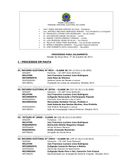 I - PROCESSOS EM PAUTA