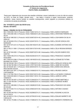 Pauta da 4ª CAJ do dia 15/10/2015 - Ministério da Previdência Social