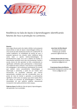 Resili&ecirc;ncia na Sala de Apoio &agrave; Aprendizagem