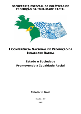 I CONAPIR - Presid&ecirc;ncia da Rep&uacute;blica
