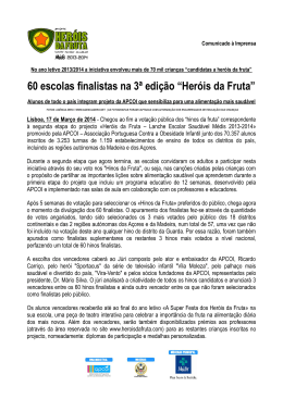 60 escolas finalistas na 3&ordf; edi&ccedil;&atilde;o &ldquo;Her&oacute;is da Fruta&rdquo;