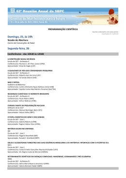 programa&ccedil;&atilde;o - SBPC &ndash; Sociedade Brasileira para o Progresso da