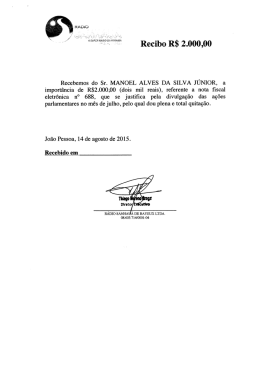 Recebemos do Sr. MANOEL ALVES DA SILVA J&Uacute;NIOR, a