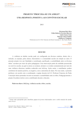 PROJETO &ldquo;PROCURA-SE UM AMIGO&rdquo;: UMA RESPOSTA POSITIVA