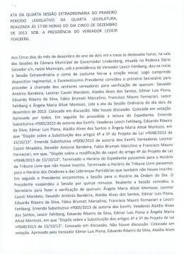 ATA DA QUARTA sEssAO EXTRAORDIN&Aacute;RIA Do PRIMEIRO