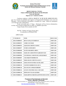 RESULTADO DA 1ª ETAPA PARA O PROCESSO DE