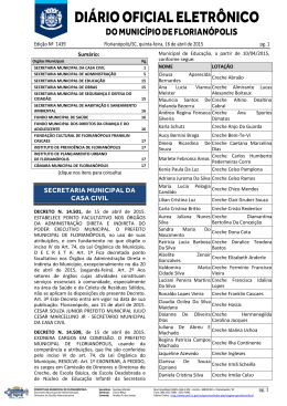 DI&Aacute;RIO OFICIAL ELETR&Ocirc;NICO - Prefeitura Municipal de Florian&oacute;polis