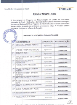 Edital nº 10/2010 - Resultado de Aprovados e