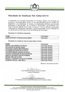 Resultado do Vestibular Ref. Edital 021114