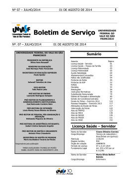 Boletim de Serviço - Superintendência de Gestão de Pessoas