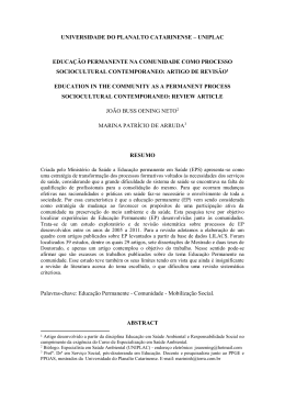educa&ccedil;&atilde;o permanente na comunidade como processo