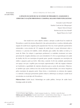 A aten&ccedil;&atilde;o em sa&uacute;de bucal no estado de Pernambuco