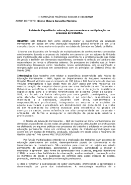 educa&ccedil;&atilde;o permanente e a multiplica&ccedil;&atilde;o no