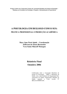 A PSICOLOGIA EM DI&Aacute;LOGO COM O SUS