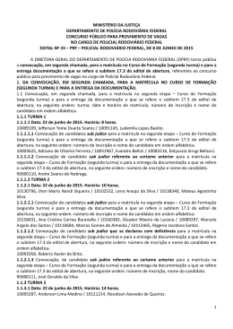 Edital n&deg; 33 - Convoca&ccedil;&atilde;o para a matr&iacute;cula no Curso