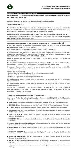 Resultado da 1a fase: acesso direto - FCM