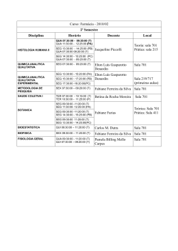 Curso: Farm&aacute;cia - 2010/02 2o Semestre Disciplina