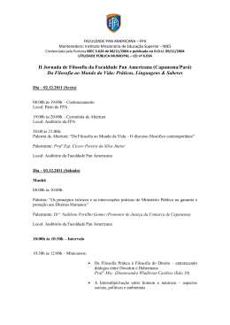 PROGRAMA&Ccedil;&Atilde;O DA II JORNADA DE FILOSOFIA DA FPA