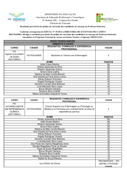 Resultado Provisório Edital 19/2014
