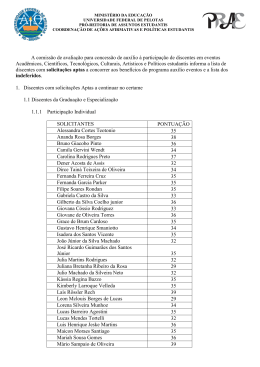Edital 002/2015 &ndash; PAE &ndash; Aptos e Indeferidos
