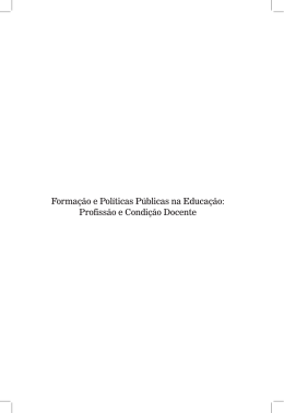 Forma&ccedil;&atilde;o e Pol&iacute;ticas P&uacute;blicas na Educa&ccedil;&atilde;o