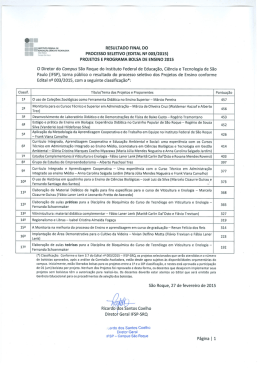 resultado final do processo seletivo - Campus S&atilde;o Roque