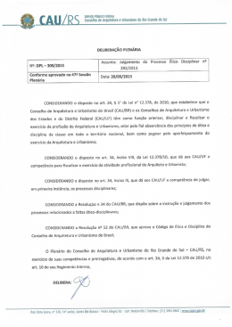 Deliberação Plenária nº 309 de 20/03/2015
