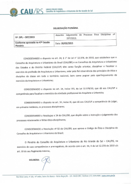 Deliberação Plenária nº 307 de 20/03/2015
