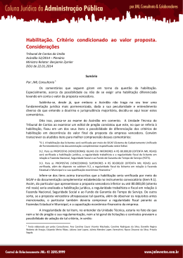 Habilita&ccedil;&atilde;o. Crit&eacute;rio condicionado ao valor proposta. Considera&ccedil;&otilde;es