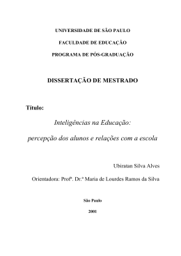 Intelig&ecirc;ncias na educa&ccedil;&atilde;o: percep&ccedil;&atilde;o dos alunos e rela&ccedil;&otilde;es com a