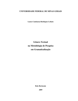 G&ecirc;nero Textual na Metodologia de Pesquisa em Gramaticaliza&ccedil;&atilde;o