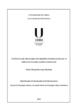 VIV&Ecirc;NCIAS DE MILITARES EM MISS&Otilde;ES