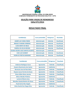 Resultado Final Reingresso 2015.1