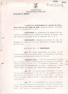 Resolu&ccedil;&atilde;o N&ordm; 002/1991-MP/CPJ - Minist&eacute;rio P&uacute;blico do Estado do