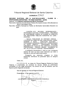 Ac&oacute;rd&atilde;o n&deg; 27.812 - Tribunal Regional Eleitoral de Santa Catarina