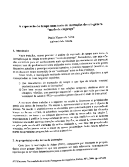 exto de instruções do sub-género A expressão do tempo num t