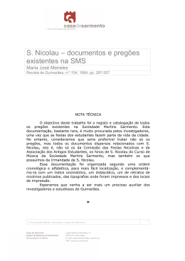 S. Nicolau &ndash; documentos e preg&otilde;es existentes na SMS