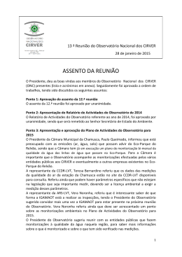 Assento da 13ª reunião ONC - Observatório Nacional dos Cirver