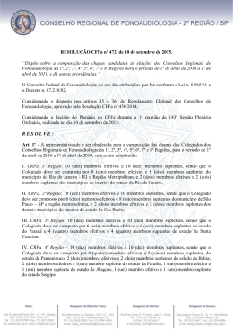 RESOLUÇÃO CFFa nº 472, de 10 de setembro de 2015.
