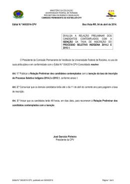 Edital N&ordm; 045-14 Condidatos Contemplados com a isen&ccedil;&atilde;o da taxa