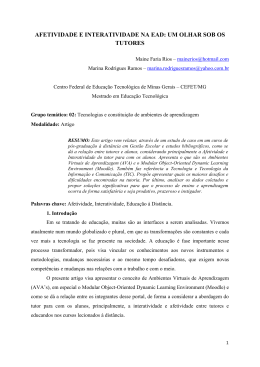 afetividade e interatividade na ead: um olhar sob os tutores