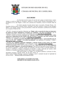 Ata n° 003 - Câmara Municipal de Vereadores de Candelária / RS