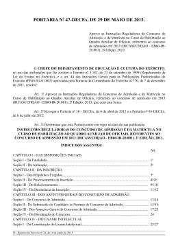 PORTARIA N&ordm; 47-DECEx, DE 29 DE MAIO DE 2013.