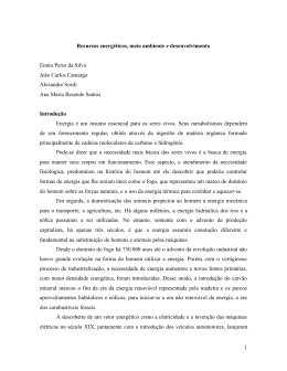 1 Recursos energ&eacute;ticos, meio ambiente e