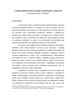 A SA&Uacute;DE URBANA DE S&Atilde;O LUIS (MA): PERCEP&Ccedil;&Otilde;ES E