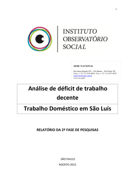 Análise de déficit de trabalho decente Trabalho Doméstico em São